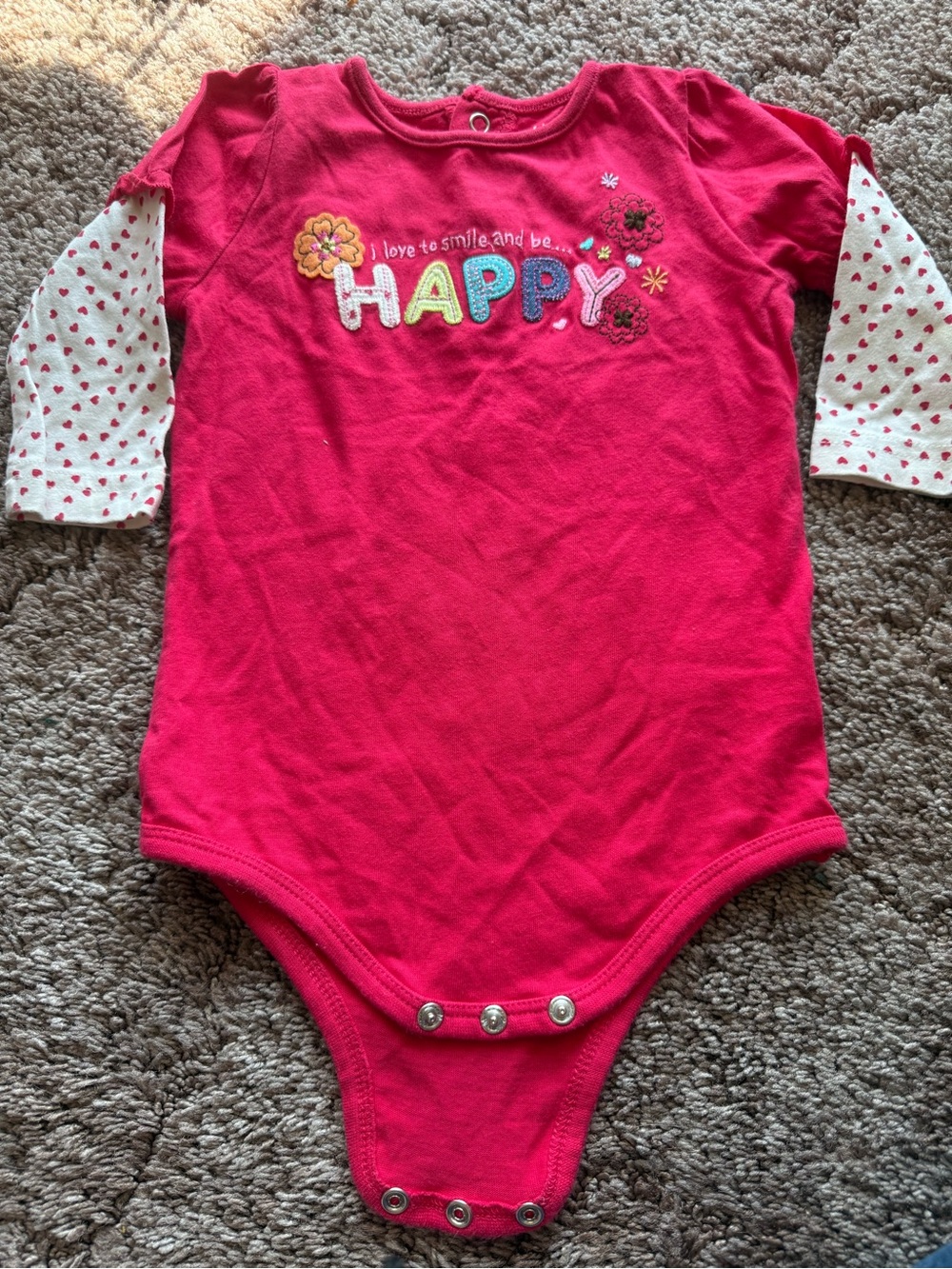 Okie Dokie Vintage "HAPPY" Layered Bodysuit - 12M